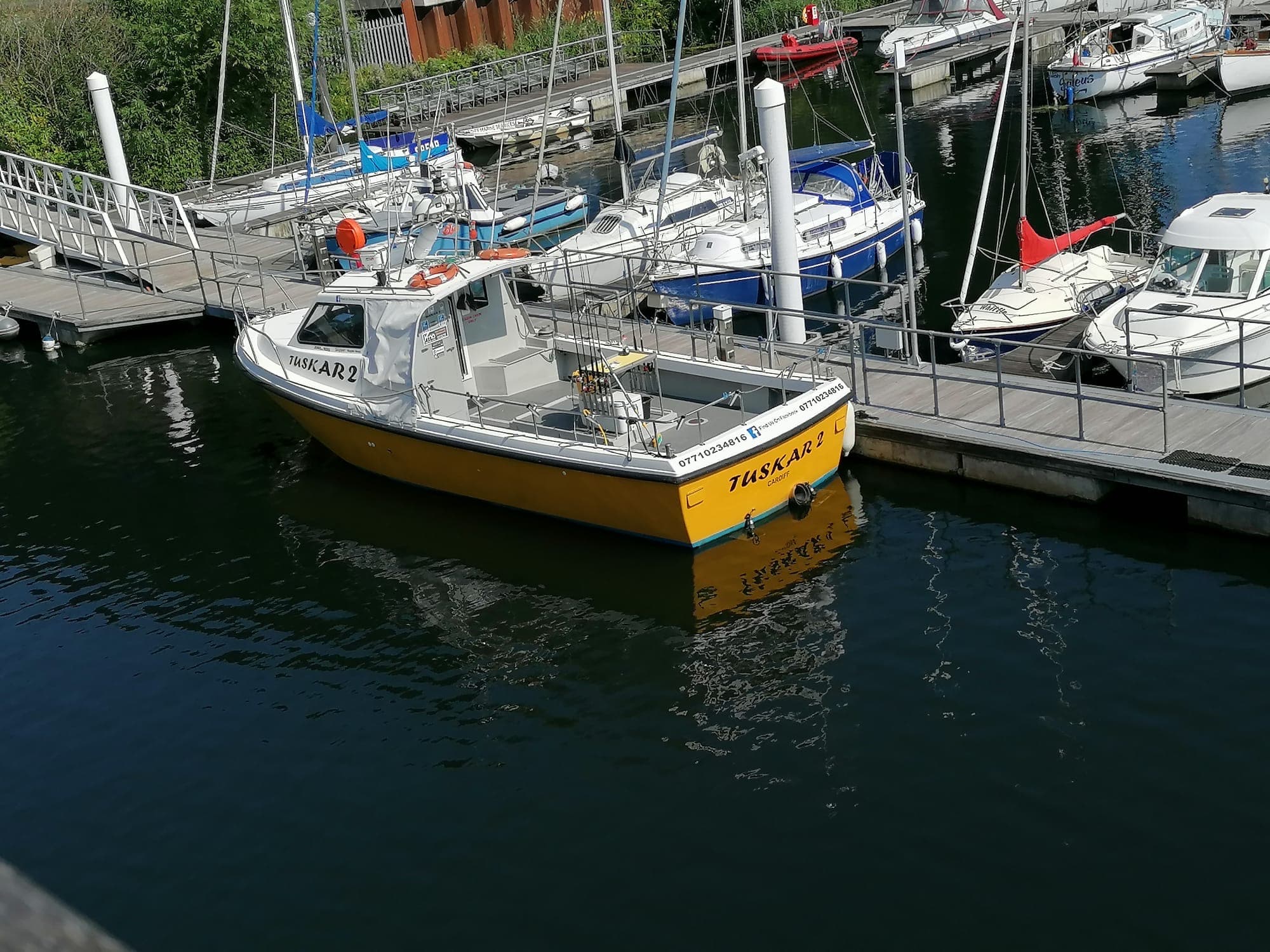 Tuskar 3 moored among the yachts at Cardiff Marina